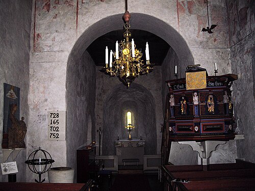 Hjärtlanda kyrka, interno